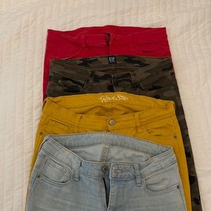 4 pairs of colored jeans